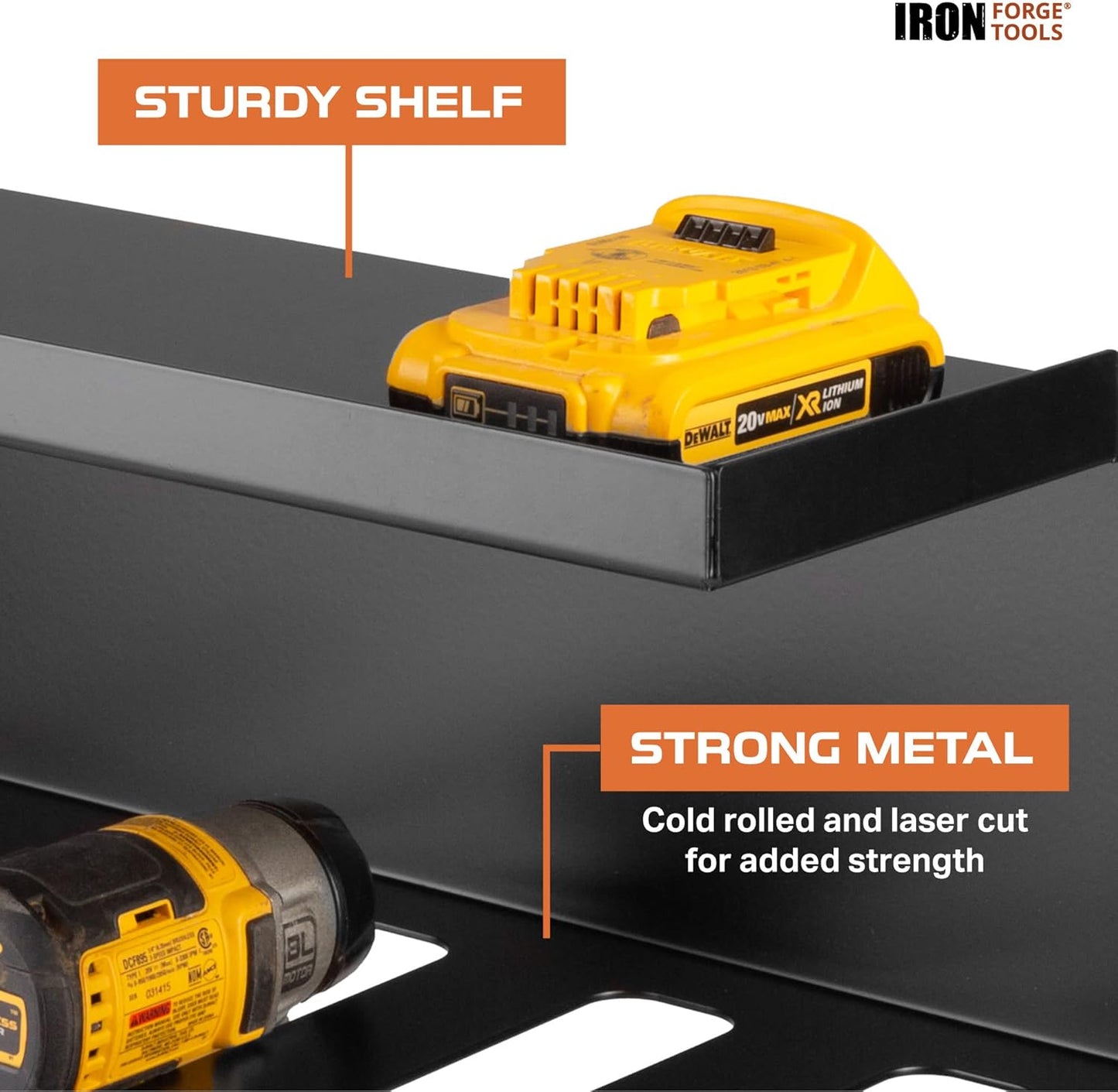 Power Tool Organizer for Shop & Garage, Heavy Duty Wall Mounted Rack With Storage & 5 Drill Storage Slots - For Workshop Organization