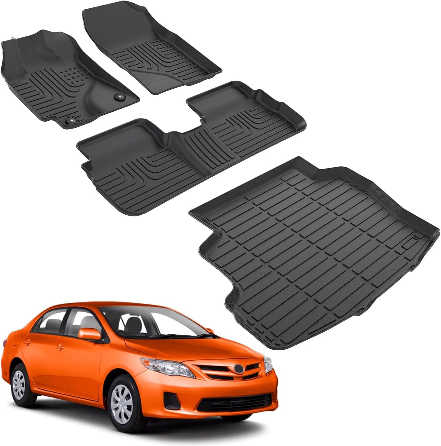 for Corolla Floor Mats 2013 2012 2011 2010 2009,Car Mats for Corolla All Weather Floor Mats Cargo Liner Accessories Rubber Car Mat 2009-2013
