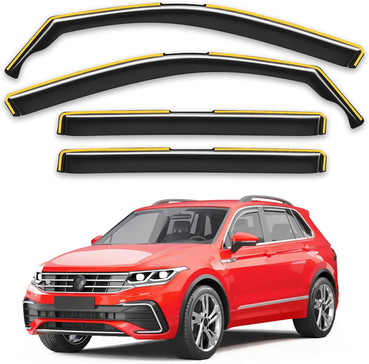 in-Channel Window Rain Guards Fit for Volkswagen Tiguan 2018 2019 2020 2021 2022 2023 2024 2025 Extra Durable Window Deflectors Window Visors Vent Shades Vent Visors Car Accessories-4 pcs Q25