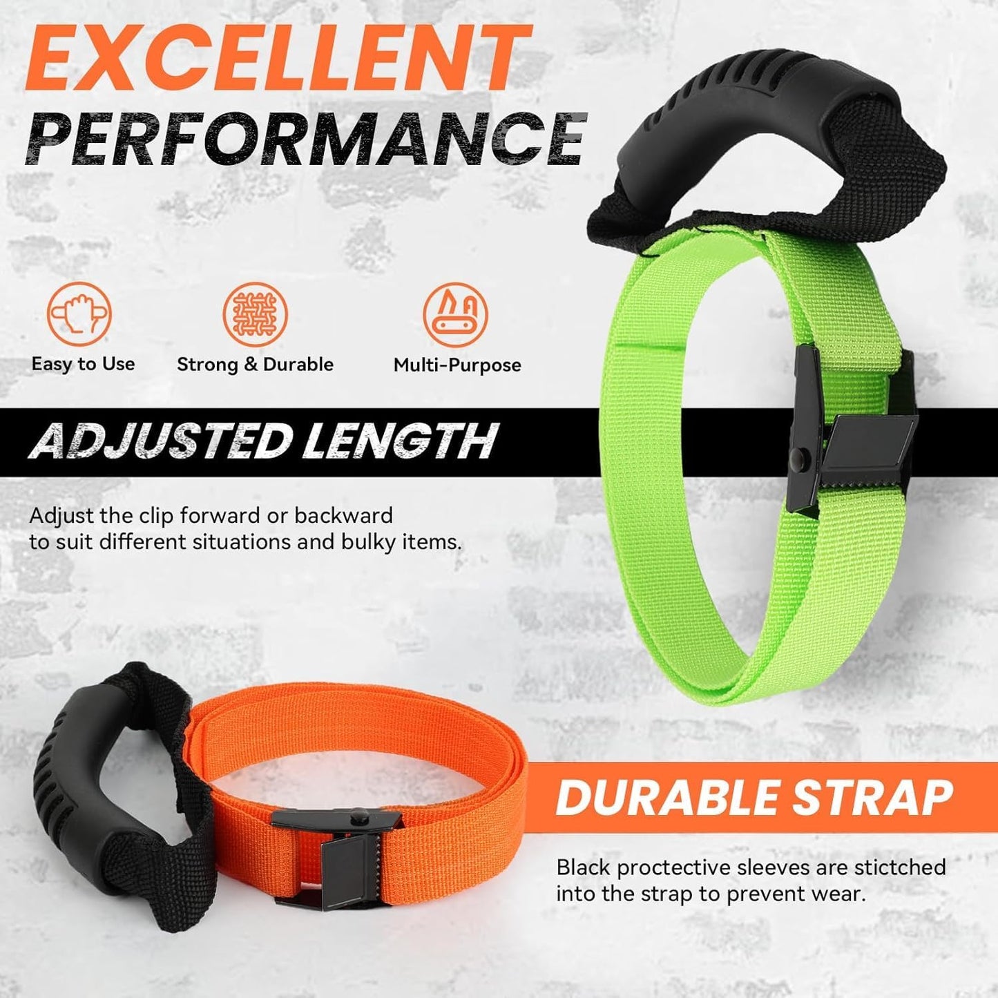 Heavy Duty Storage Straps with Handle and Easy Adjustable Steel Black Lock Slider Buckles,Extension Cord Strap for Cords Pool Hoses Ropes and Garden Hose (2 Pack)