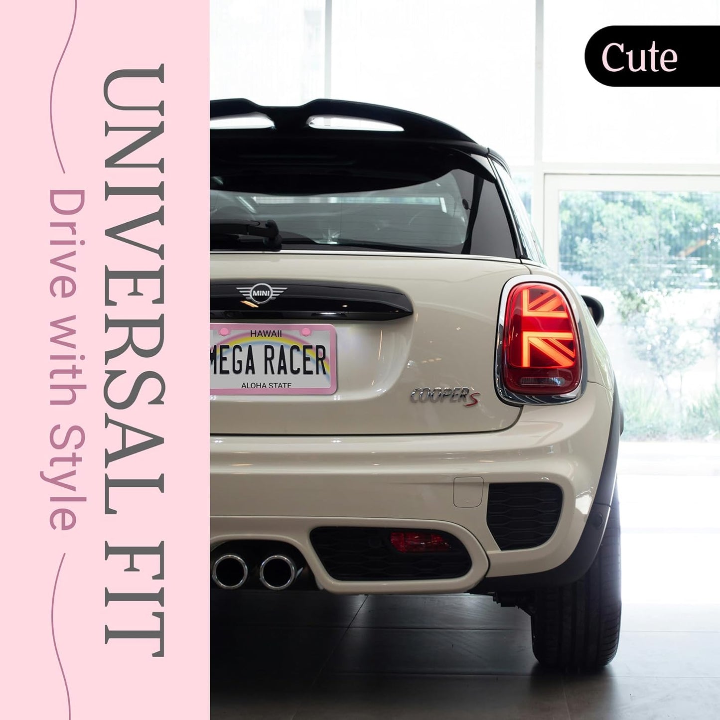 Premium Princess Pink License Plate Frame – 1 Pack, Rust-Free Stainless Steel, Street Legal & Rattle-Free, Universal Slim Design with Screw Covers, Durable Car Tag Holder for Women, Cute & Girly Gift