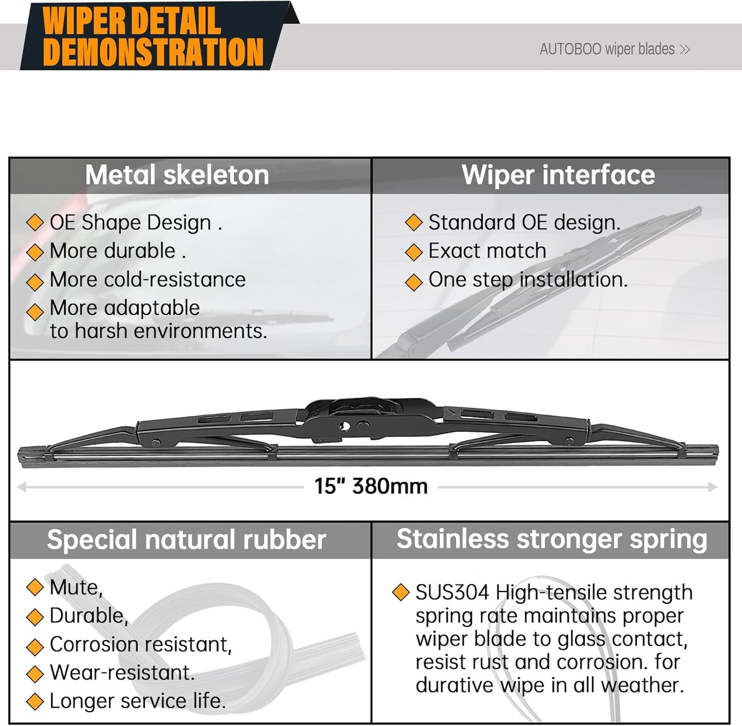 AUTOBOO 26"+14" Windshield Wipers with 10" Rear Wiper Blades Replacement for Chevrolet Trax 2013-2021 2022 2023,Buick Encore 2013-2022,Opel Mokka 2012-2020 -Original Factory Quality (Pack of 3)