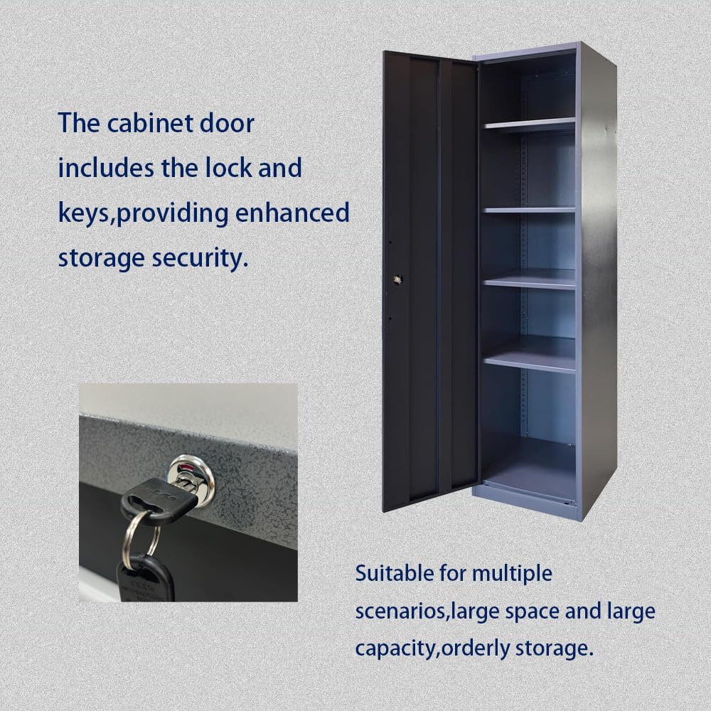 JZD Heavy Duty Metal Garage Shop Tool Storage Cabinet Set System with Wood Tabletop, for Basement Automotive Repair Shop