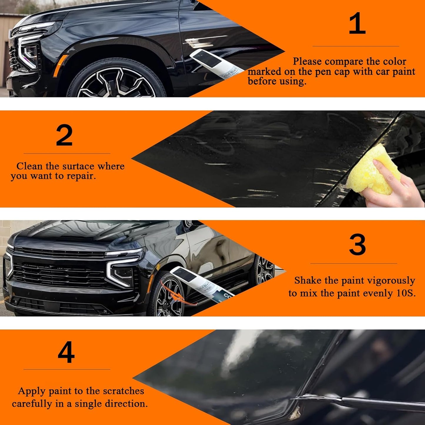 Mosaic Black Metallic(GB8/WA384A) Touch Up Paint Compatible with Chevrolet, Car Paint Pen Scratch Repair Two-In-One Touch Up Paint, Premium Car Scratch Remover for Deep Scratches
