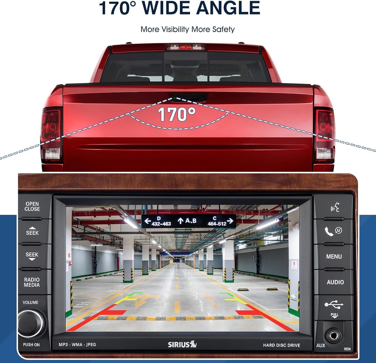 Rear View Backup Camera Fit for Dodge Ram 1500 2500 3500 2009-2012, Reversing Parking Assist Camera OE Replacement 56054041AC 56054041AA 56054041AB 56054041AD 56054041AE