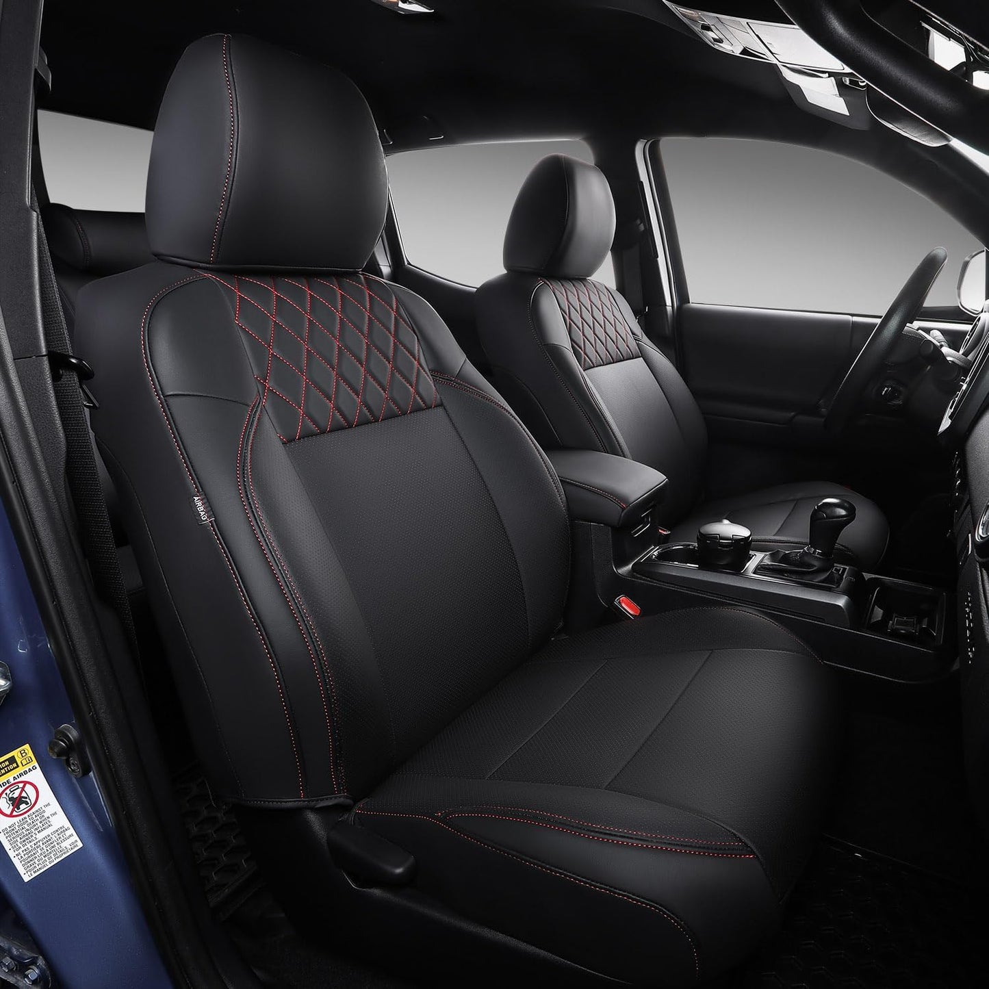 PTYYDS Seat Covers Compatible with 2016-2023 Toyota Tacoma Seat Covers Replacement for 16-23 Tacoma SR5 TRD Off Road Limited Accessories(Full Set,Black+Red)