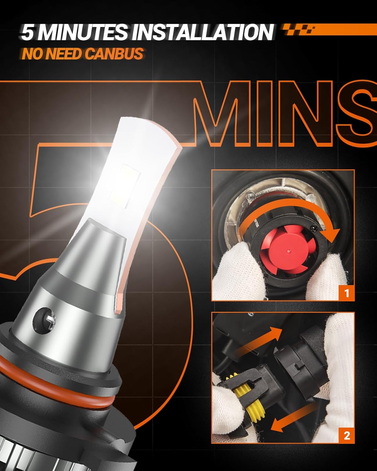 SEALIGHT 9005/HB3 Fog Light, 2025 L2 Series 800% Super Bright Bulbs, 36,000LM HB3 Fog Light 6000K White 9005 Bulbs, IP68, Plug and Play, Pack of 2