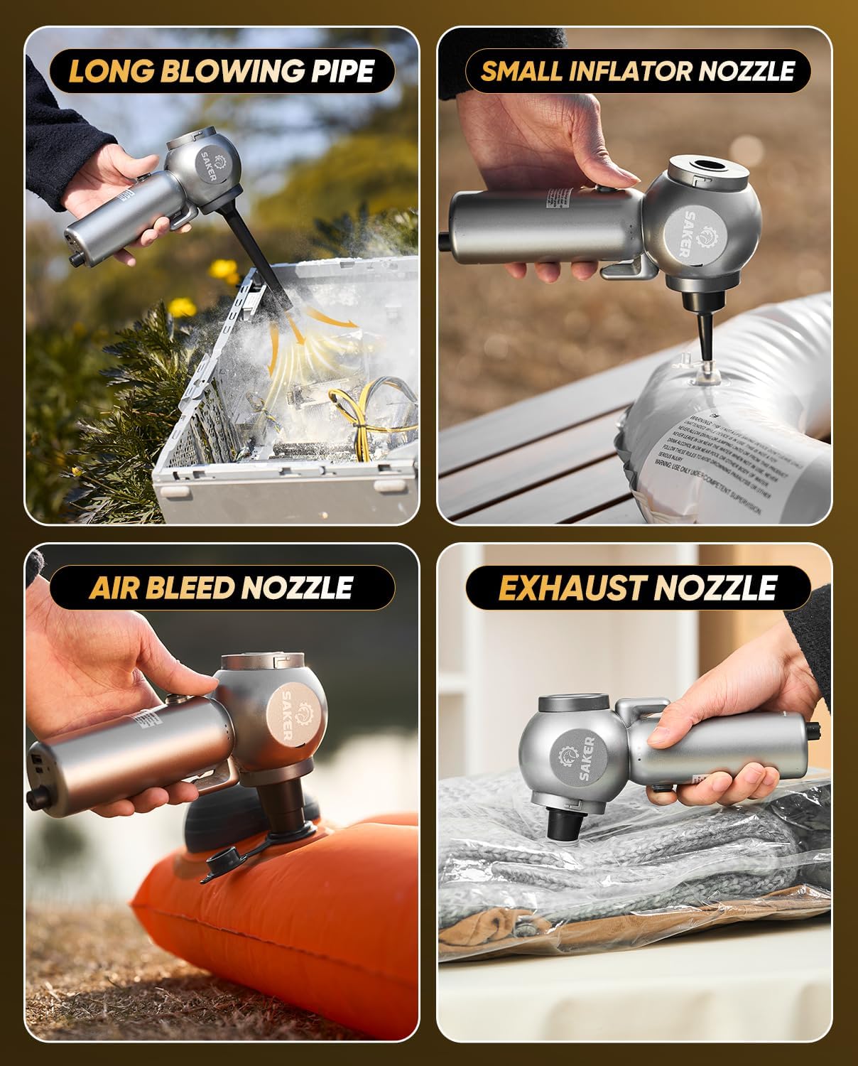 Saker Car Vacuum Portable 6-in-1 Handheld Cordless Vacuums, 20000PA Suction, 7800mAh Blower, Window Breaker, Seatbelt Cutter for Car, Home & Office Cleaning SW102 Silver