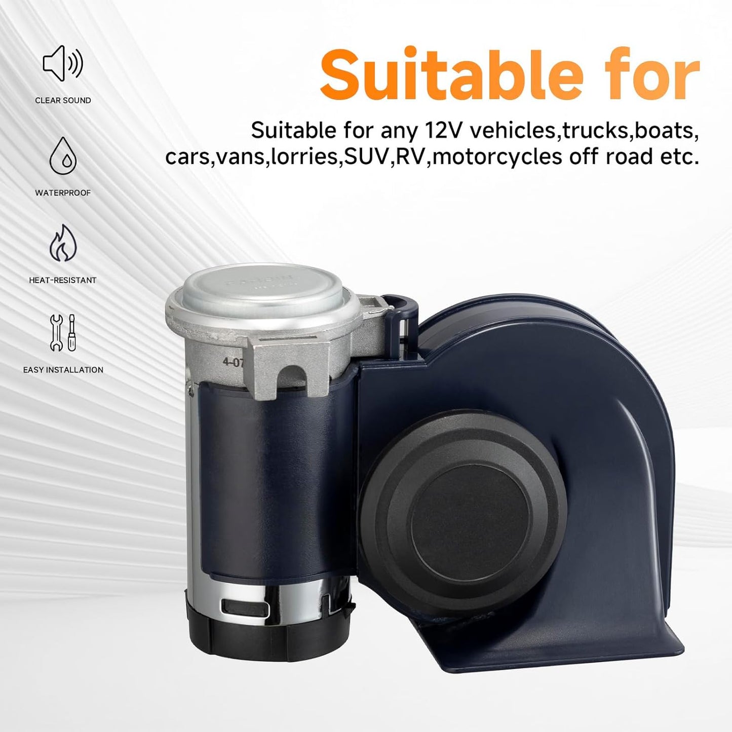 Air Horn,12V 150DB Loud Train Horn kit for Car Truck Motorcycles,Boat Airhorn Loud Truck Horn (blue horn with wire, 12v)