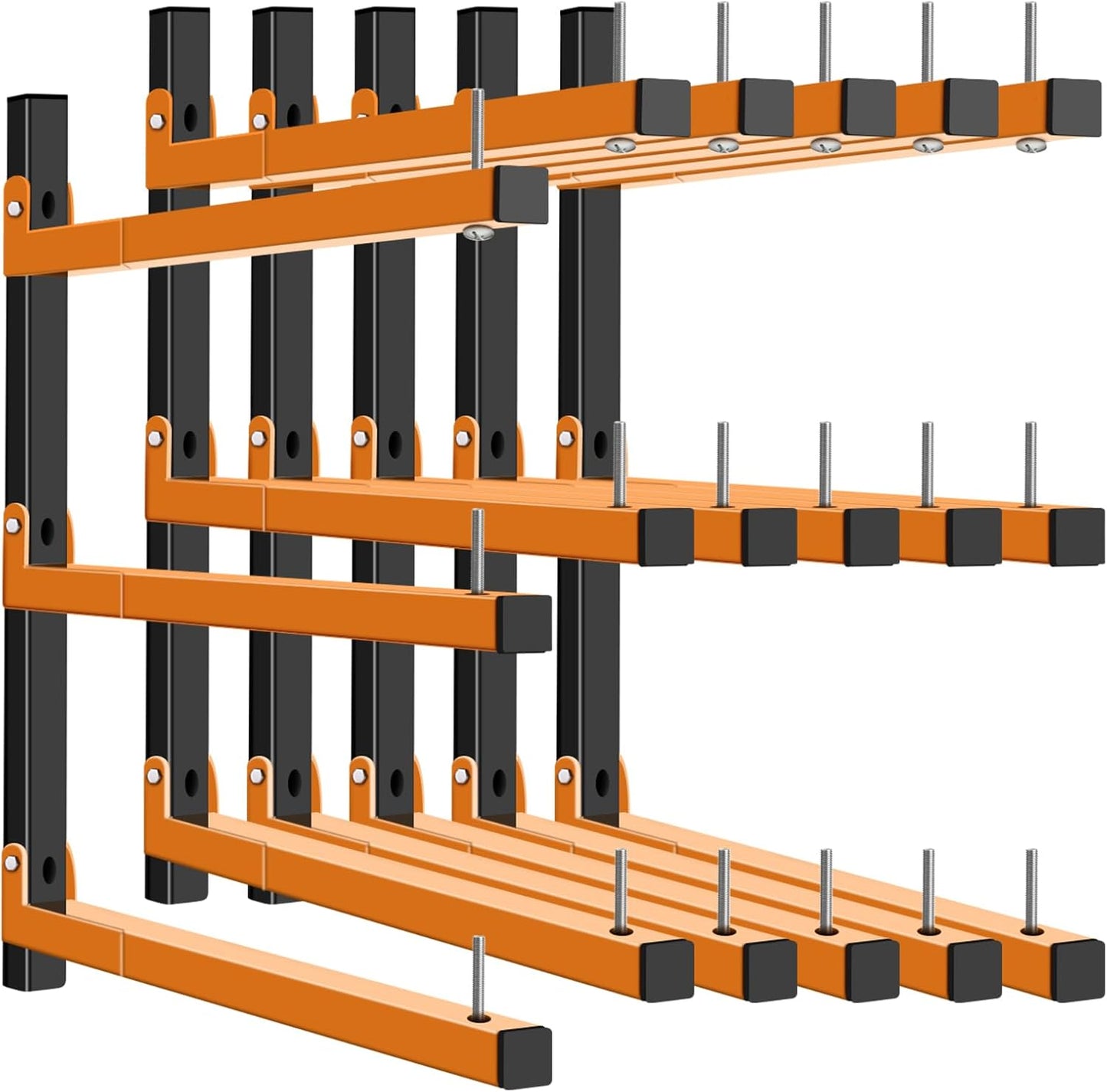 Lumber Rack Wall Mount, Heavy Duty Wood Storage Racks, 9-Level System Garage Shelving, 1080 Lbs Capacity Organizer Shelves, Folding Orange Brackets, 6 Pack Hanging Metal Shelf for Indoor and Outdoor