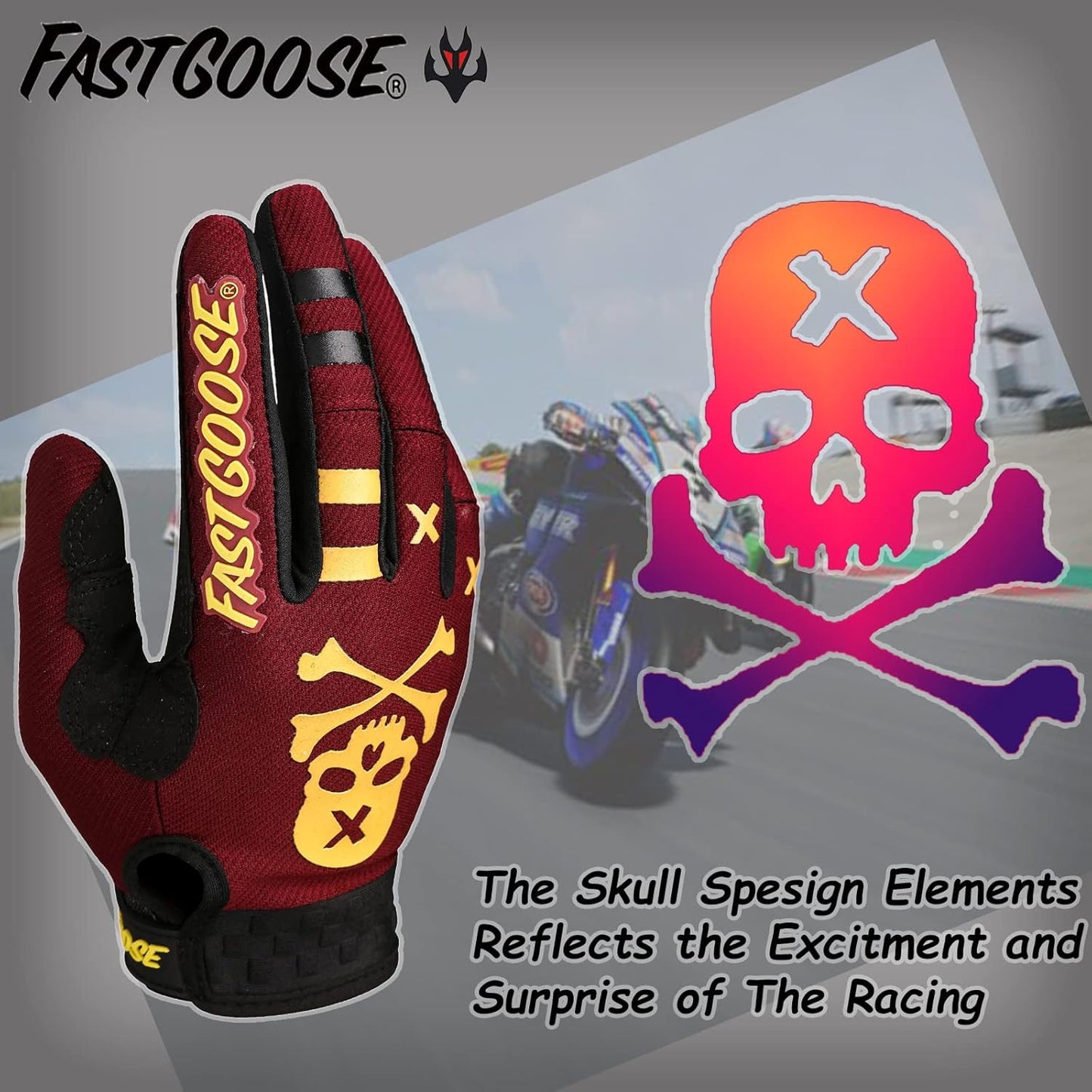 Dirt Bike Motorcycle Gloves - Motocross, Motorbike & ATV Off Road Racing Sports Cycling Gloves