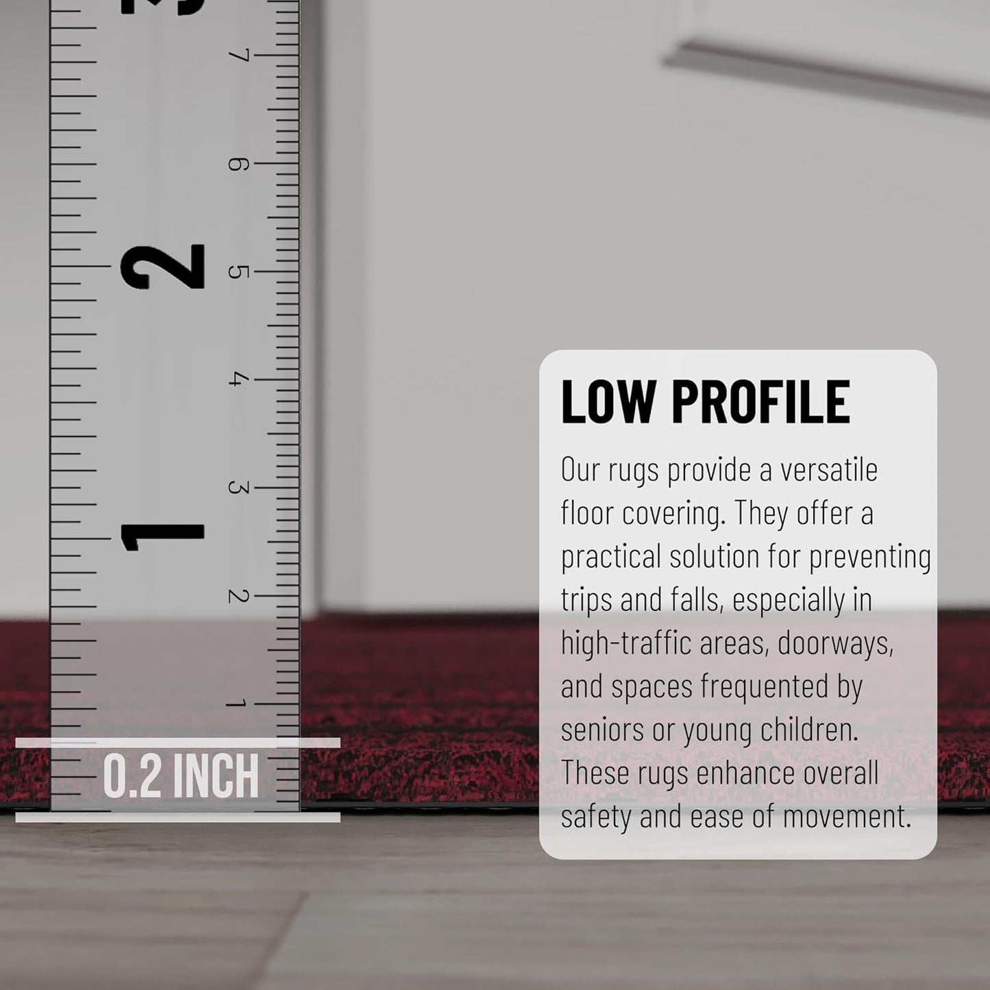 Ottomanson 2' x 7' Hallway Runner with Scraper Pile - Extra Durable Non-Slip Rug Mat for Indoor & Outdoor Use - Ideal for Kitchen, Entryway, Patio & Garage - High-Traffic Carpet, Red