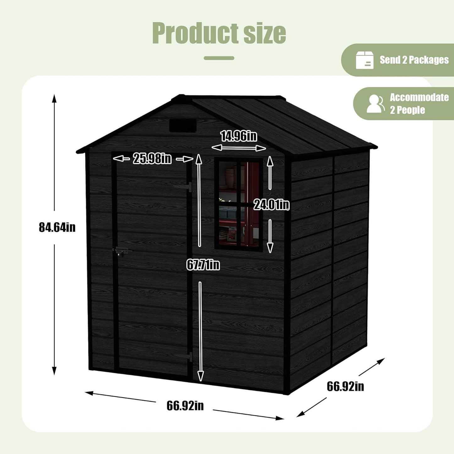6x6 ft Outdoor Storage Shed,Garden Shed W/Window,Resin Storage Shed W/Air Vent & Lockable Door,Weatherproof Tool House W/Sloped Roof,for Backyard Patio Lawn,Black