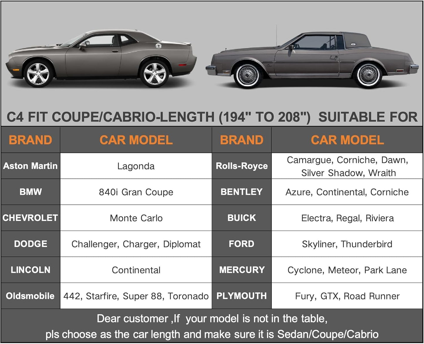 Kayme 6 Layers Car Cover Waterproof All Weather for Automobiles, Outdoor Full Cover Universal Fit for Dodge Challenger Hellcat Demon, Porsche Panamera Taycan, Rain UV Protection.(194-208 inch)