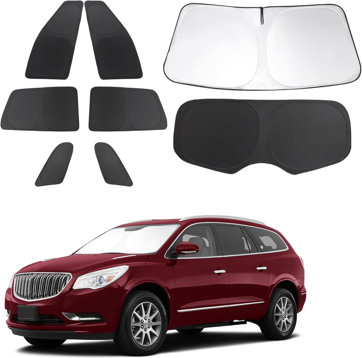 TINGLU Window Shades for Buick Enclave 2010-2017 Accessories Car Side Full Windows Cover Camping Rear Triangular Windshield Sun Shade Sun UV Rays Privacy Protection 8PCS