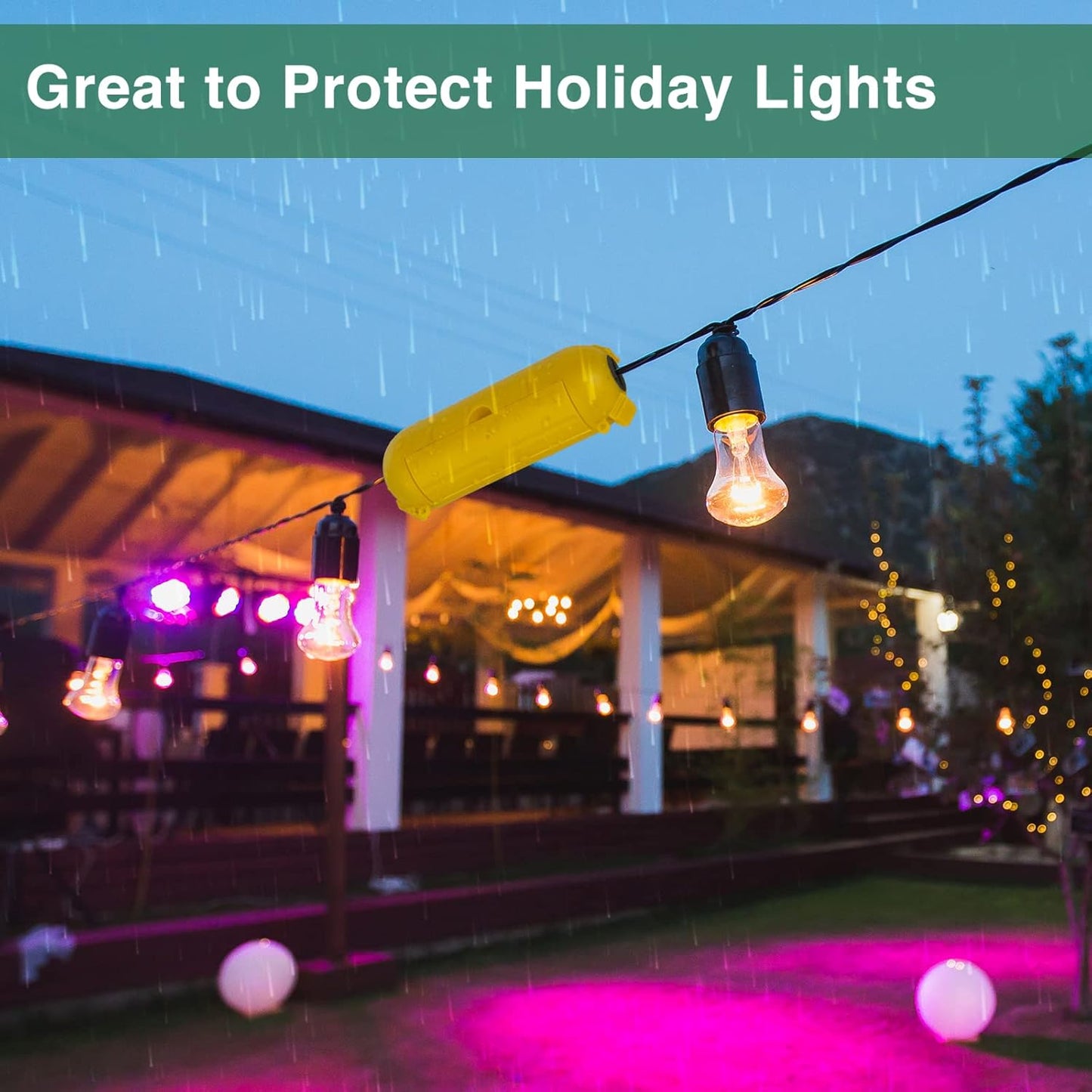 Flemoon [3 Pack] Outdoor Extension Cord Safety Cover with Waterproof Seal, Weatherproof Electrical Connection Box for Outdoor Outlet, Plug, Socket, Christmas Holiday Decoration Light, Yelllow