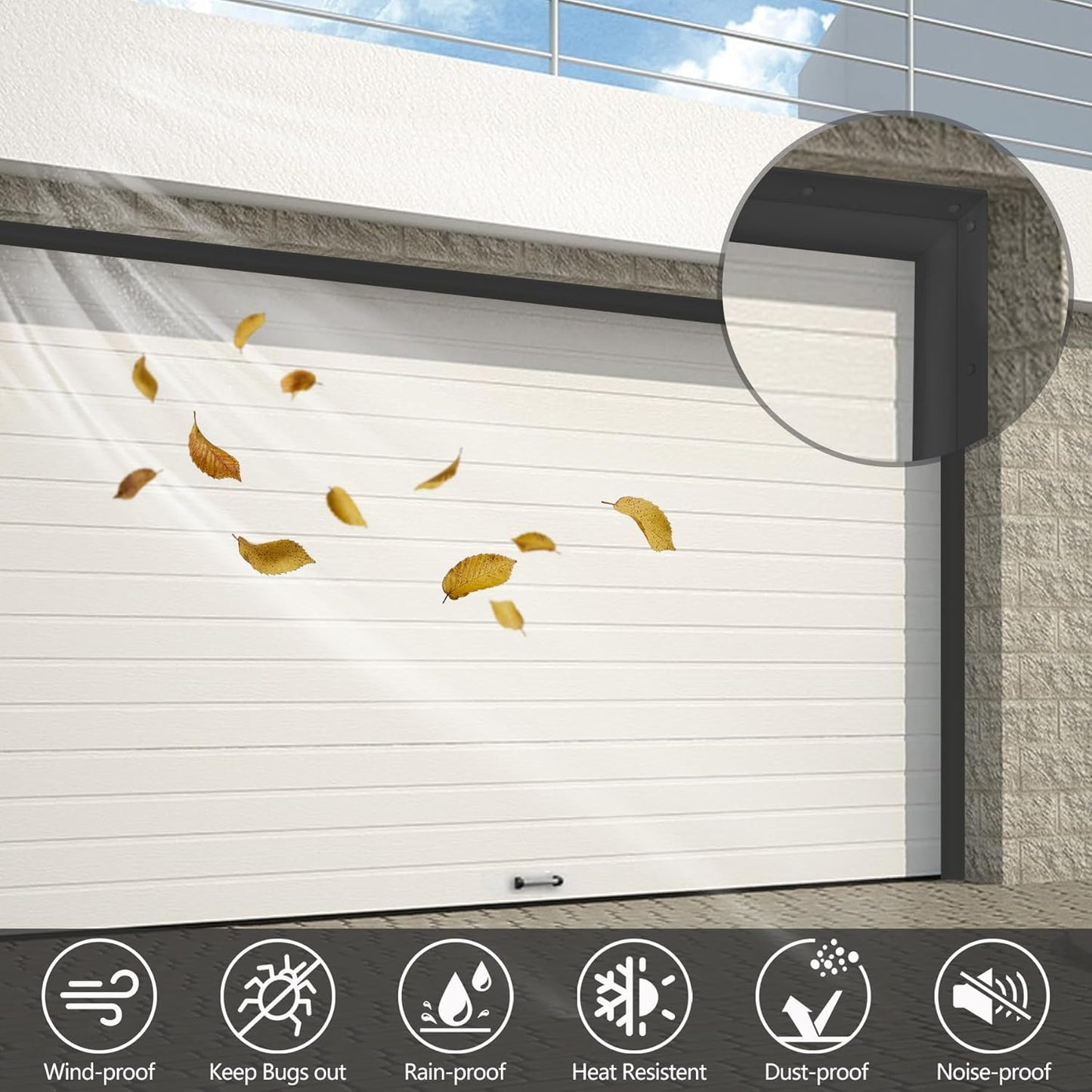 Gaahing Garage Door Top and Sides Seal Strip, Universal Weather Stripping, Self-Adhesive Weatherproofing Molding Trim with 40 Sets of Screws (Black, 32.8 FT)