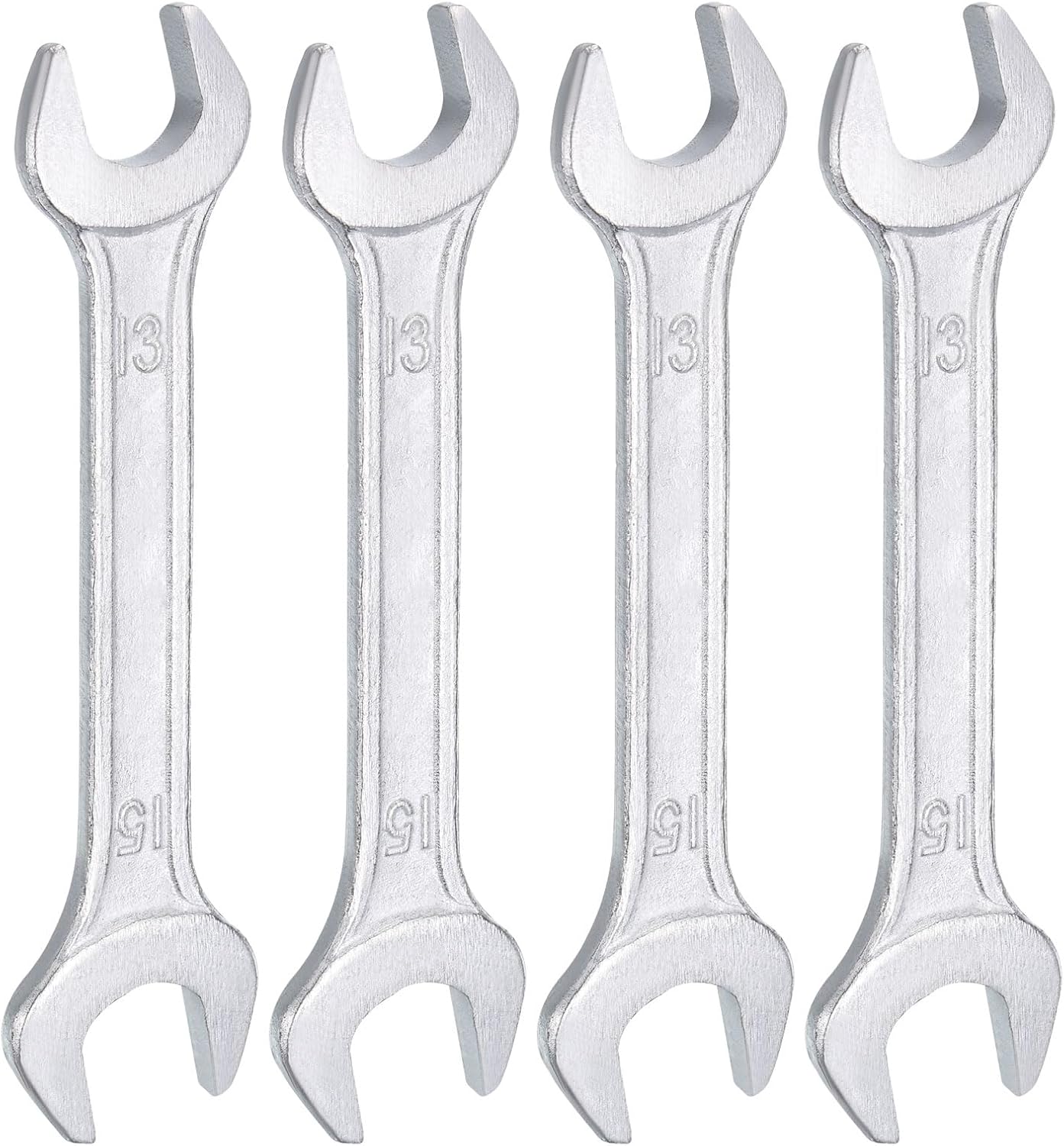 HARFINGTON 5pcs Double Open End Wrench 13mm x 15mm Metric 15 Degree Offset Angle Small Flat Head Wrench Galvanizing Open Ended Spanner for Automotive Repair Furniture Assembly
