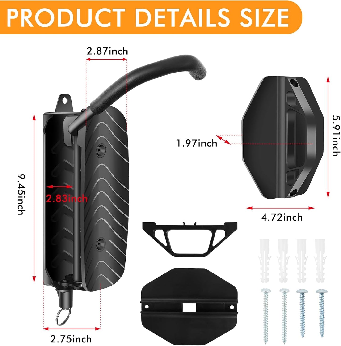 MILADO Wall Bike Rack, Swivel Bike Wall Mount for Garage, 150° Space Saving Vertical Bike Hangers for Storage, Hanging Bike Rack Holds Up to 66lbs, Easy to Install, 4 Pack, Black