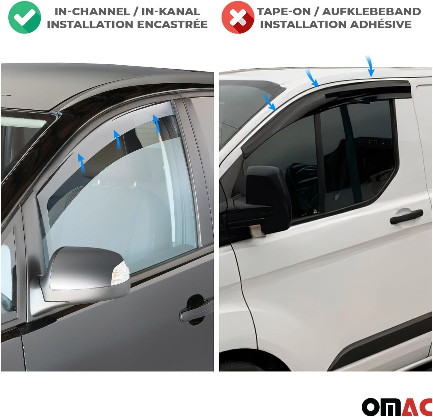 OMAC Front Bug Shield Hood Deflector & Window Visor for Mercedes Metris 2016-2024
