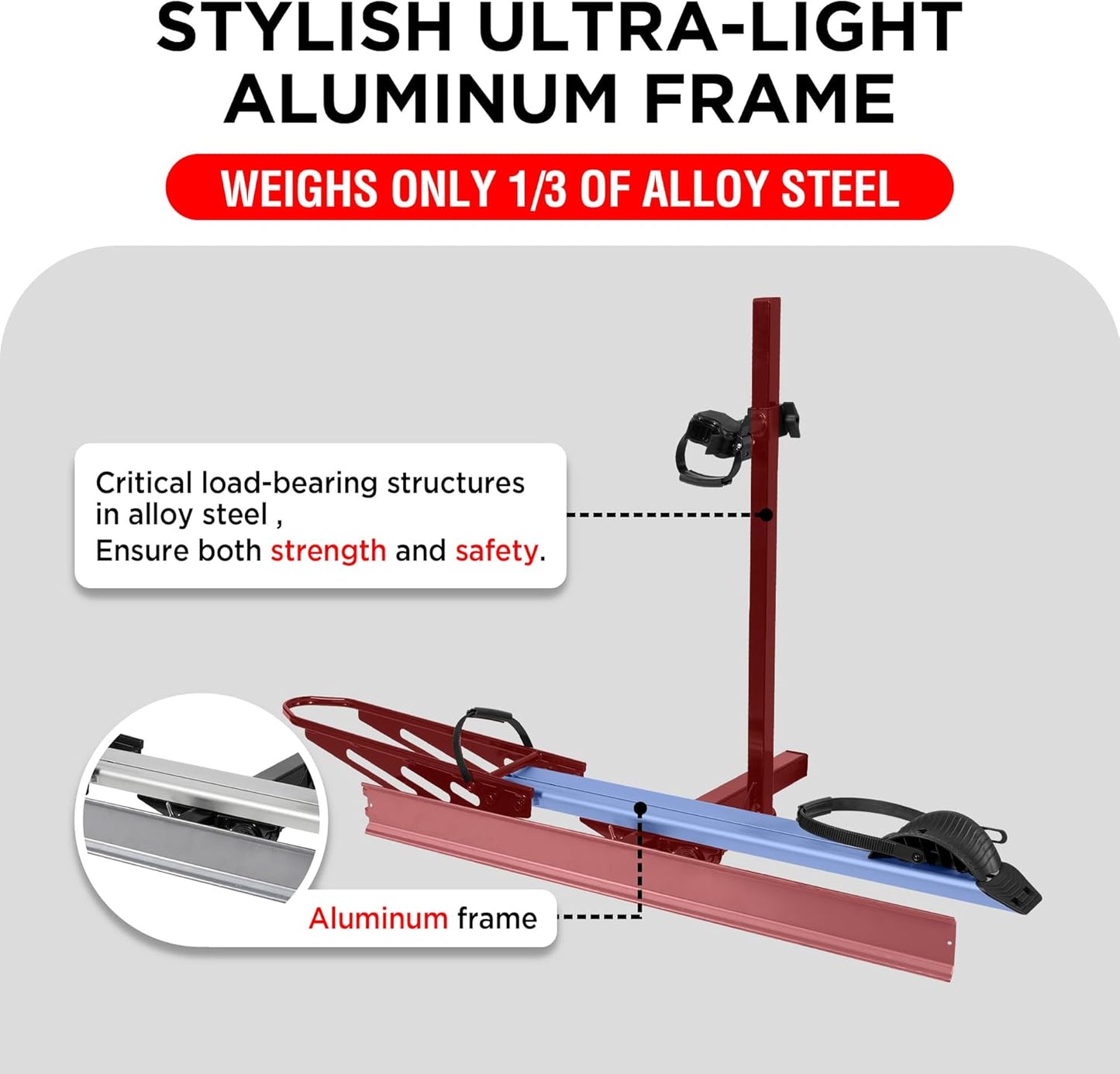 Rockland 1-Ebike Rack with Ramp,100 lbs Capacity, Single Hitch Mount Electric Bike Rack, Fits up to 5" Fat Tire Width and 50" Wheelbase, Ebike Carrier Rack for 2" Receiver for Cars SUVs Vans RVs