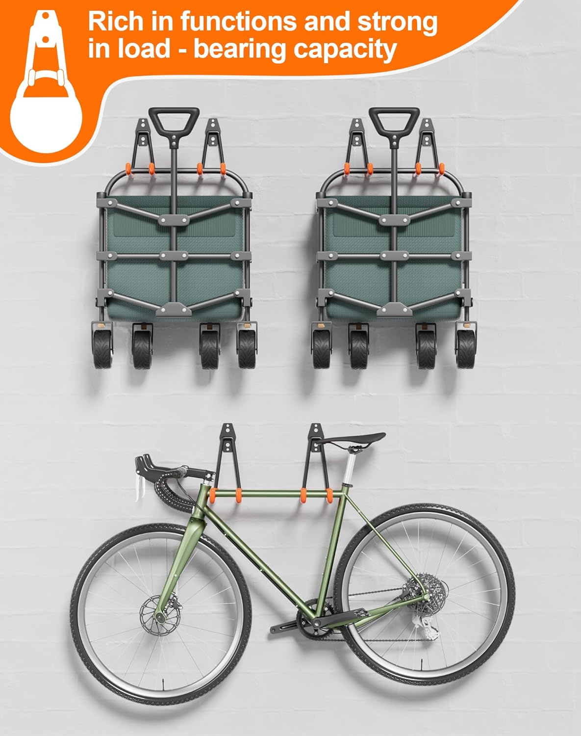 QcoQce 10 Pack Garage Hooks Heavy Duty, Wall Mount Utility Hooks for Hanging Hose, Rake, Shovel and Garden Tools, Anti-Slip Coating, Garage Organization with Screws Included (Orange)