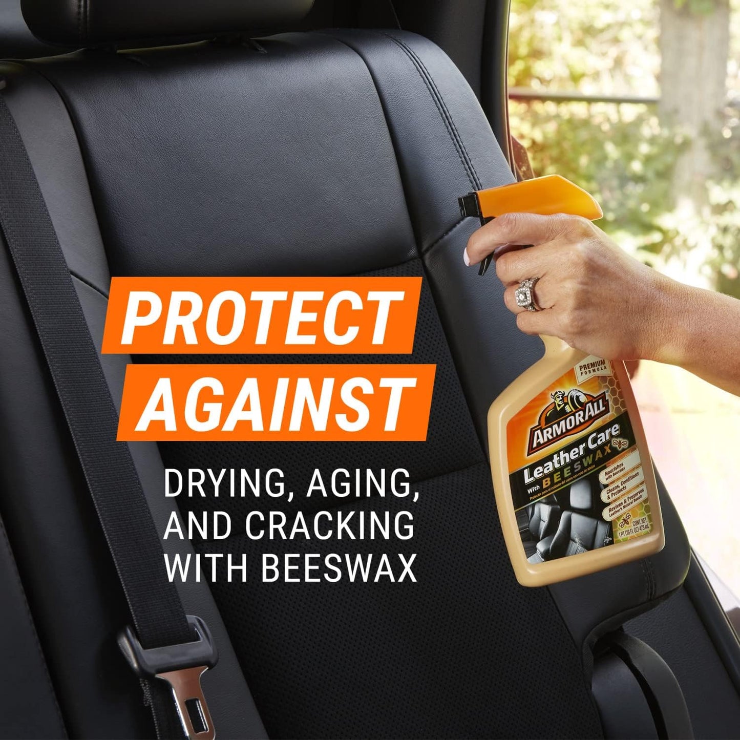 Armor All Car Leather Cleaner Spray, Beeswax Leather Care Spray for Cars, Trucks, Motorcycles, 16 Oz Each (Pack of 2)