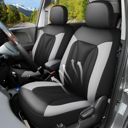 GIANT PANDA Fit Kia Sportage Forte Telluride Sorento Seltos Soul K5 NIRO Carnival Front Car Seat Cover, 3D Air Mesh Breathable Seat Protector, Grey+Black(2-Pack)