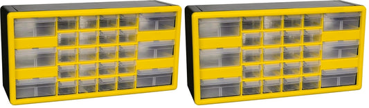 Akro-Mils 26-Drawer Plastic Drawer Storage Cabinet for Garage Organization, Bead Organizer, Building Bricks Storage, Teacher Toolbox, Makeup Organizer, 20-Inch W x 6-Inch D x 10-Inch H, 10126 Yellow