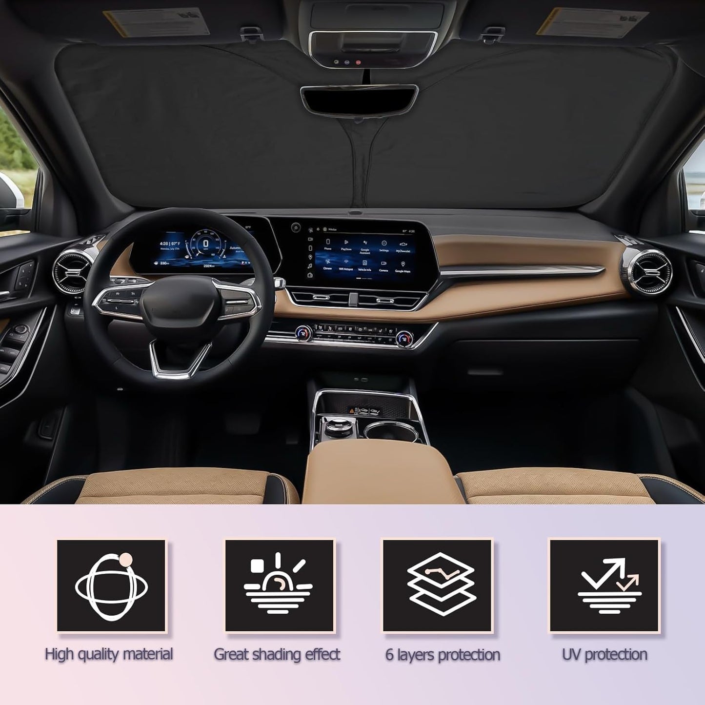 LUWU for 2025 Chevrolet Equinox Windshield Sun Shade Chevrolet Equinox Windshield Sunshades 2025 Chevrolet Equinox Accessories Chevrolet Equinox Sunshade Cover Block UV Ray Front Window Sunshade