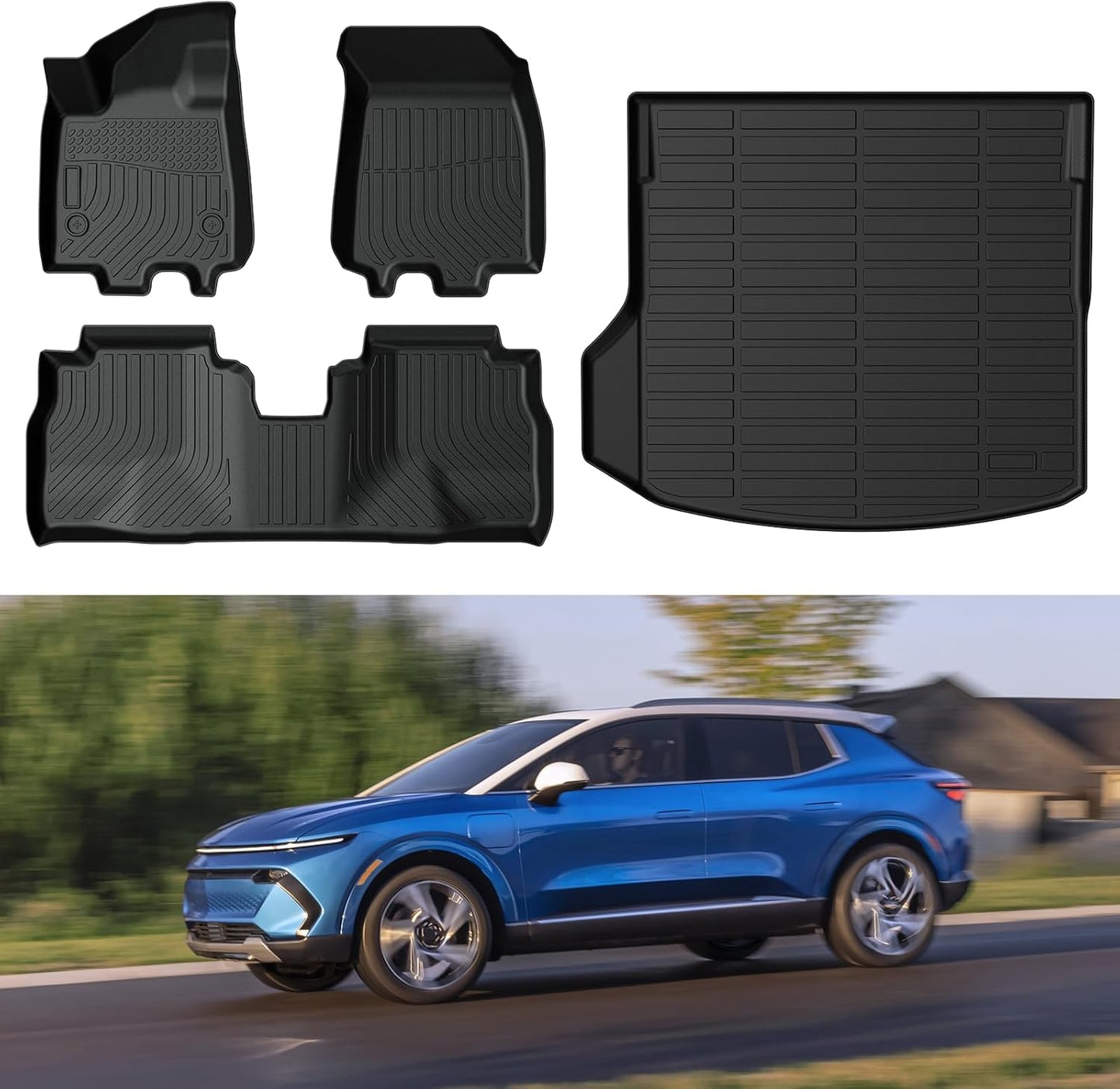 Floor Mats & Cargo Liner Custom Fit for 2024 2025 Chevrolet Chevy Equinox EV (Non Fuel), All Weather TPE Floor Mats for Cars, Car Floor Mats Full Set for Chevrolet Equinox EV Accessories