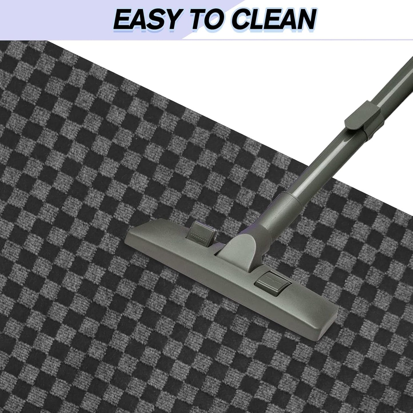 Custom Size Backed Non-Slip Area Rugs Runner, Easy Clean, Waterproof Runner Rugs for Hallway Entryway, Kitchen, Laundry, 2FT x 30FT, Gray Checkered