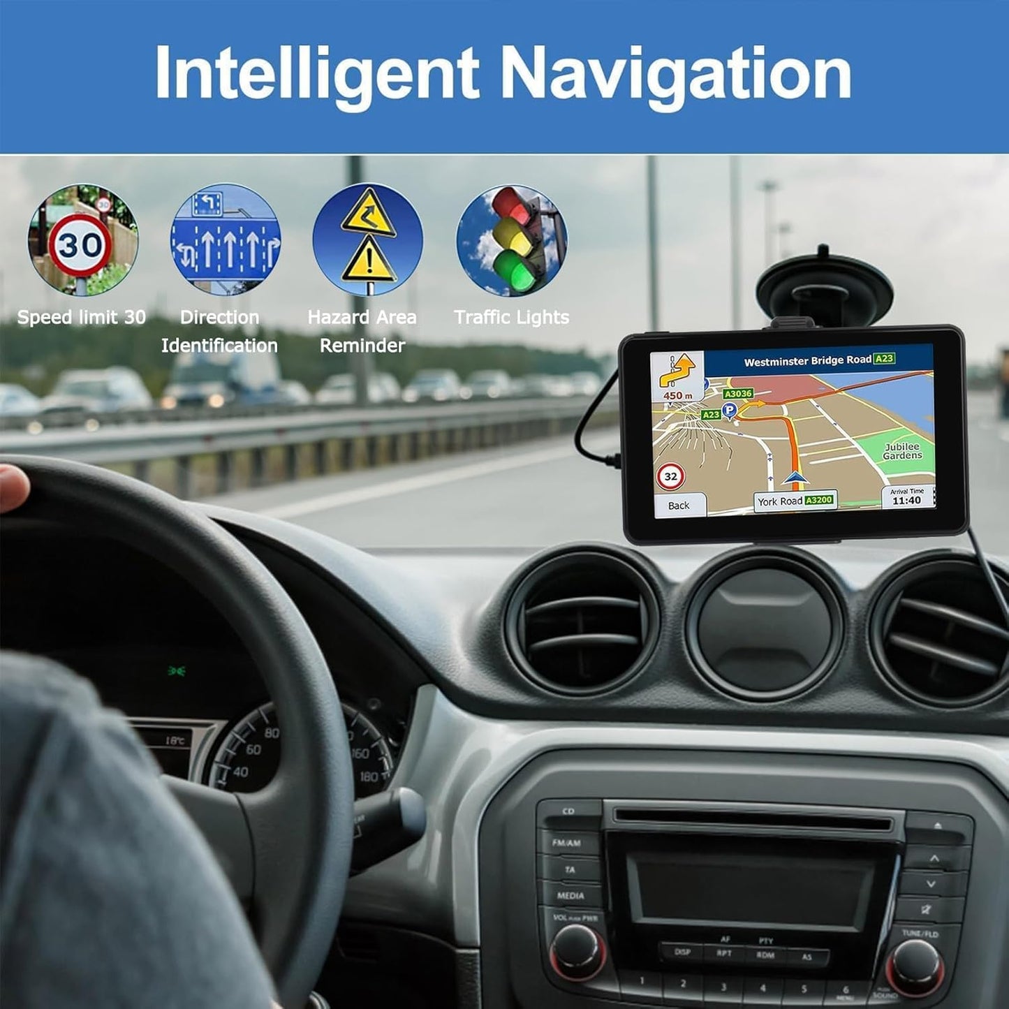 GPS Navigator for Car, Latest 2025 Map 7-inch Touch Screen 16GB GPS Navigation System,Truck GPS Navigation System,Voice Guidance and Speed Camera Warning GPS,Provides Lifetime Live Map Updates