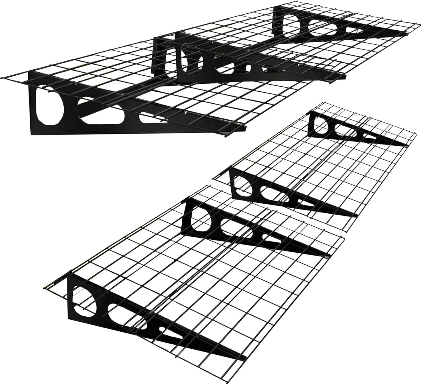 2 Pack 2x6 FT Garage Shelving Wall Mounted, 24x70 inch Floating Shelves, Heavy Duty Storage Rack, Black 440lbs Each Floor Bearing