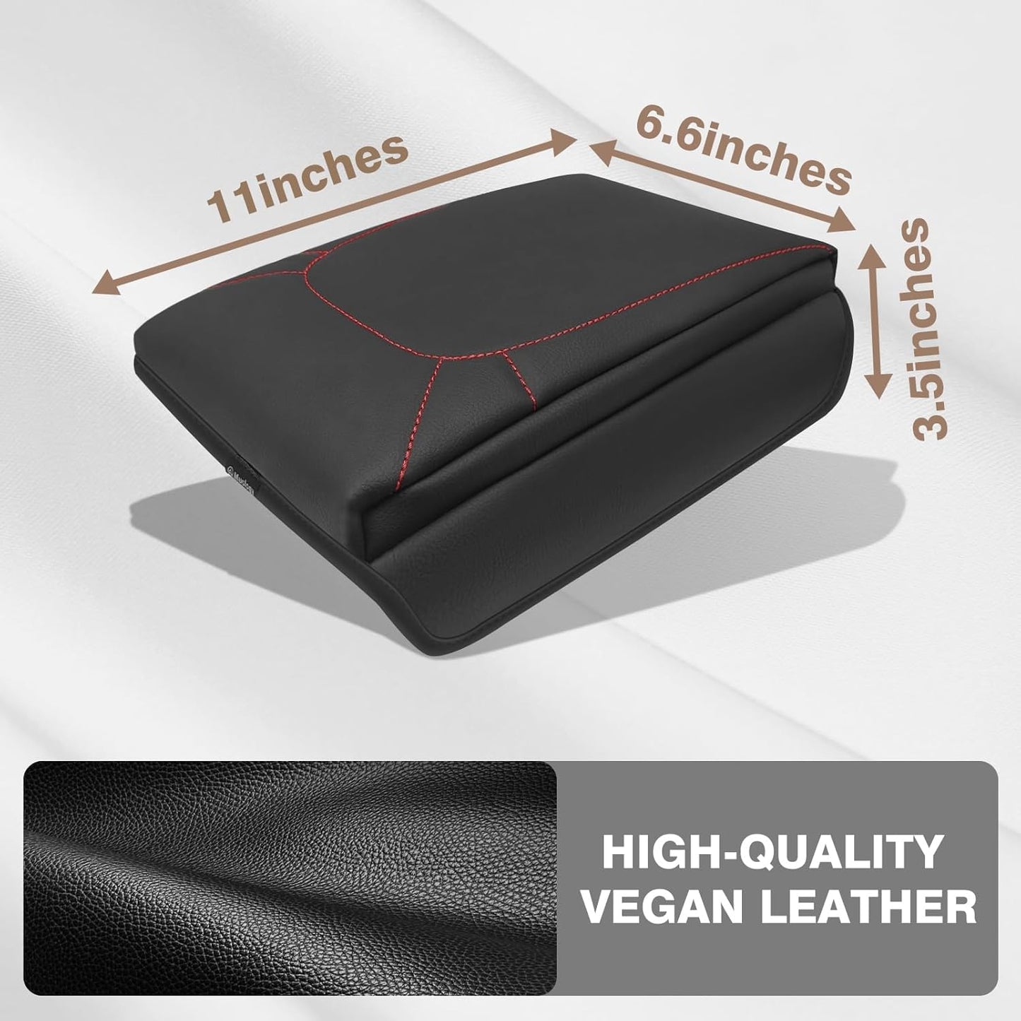 Muslogy Center Console Armrest Cover Compatible with Chevrolet Colorado/GMC Canyon 2023-2025 Accessories Arm Rest Cushion Anti-Scratch Middle Console Lid Protector 1-Inch Extra Thick(Red Stitching)