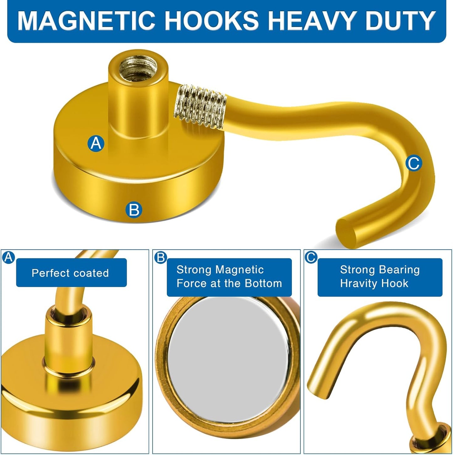 LOVIMAG Cruise Essentials, 150Lbs Cruise Door Magnets, Yellow Magnet Hooks for Cruise Cabin Strong Magnetic Hooks for Hanging, Refrigerator, Celling -6 Pack