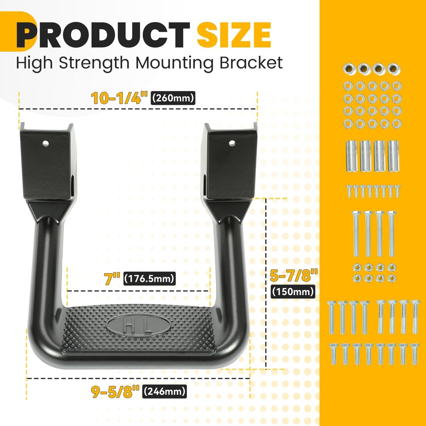 ECOTRIC Universal Side Steps-300LB Load, Electrophoresis Black Aluminum Step Rails for Trucks, Compatible with Chevy, Ford, Toyota, GMC, Dodge, Jeep & More