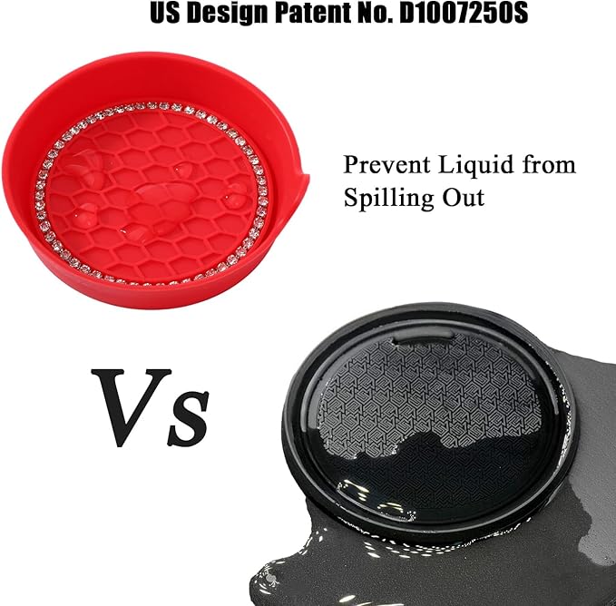 Amooca Car Cup Coaster Universal Non-Slip Cup Holders Bling Crystal Rhinestone Car Interior Accessories 2 Pack Red