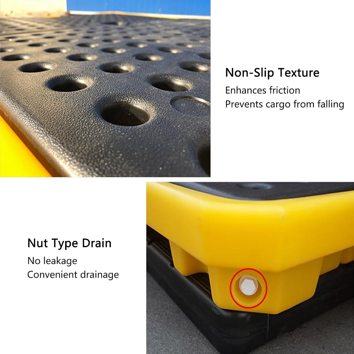 2 Drum Containment Spill Pallet, Polyethylene Low Profile Paint Bucket Tray, Industrial Garage Storage Detachable Shipping Leakproof Platform (Color : Yellow-5 Pack, Size : 13.4"x13.4"x2.6"