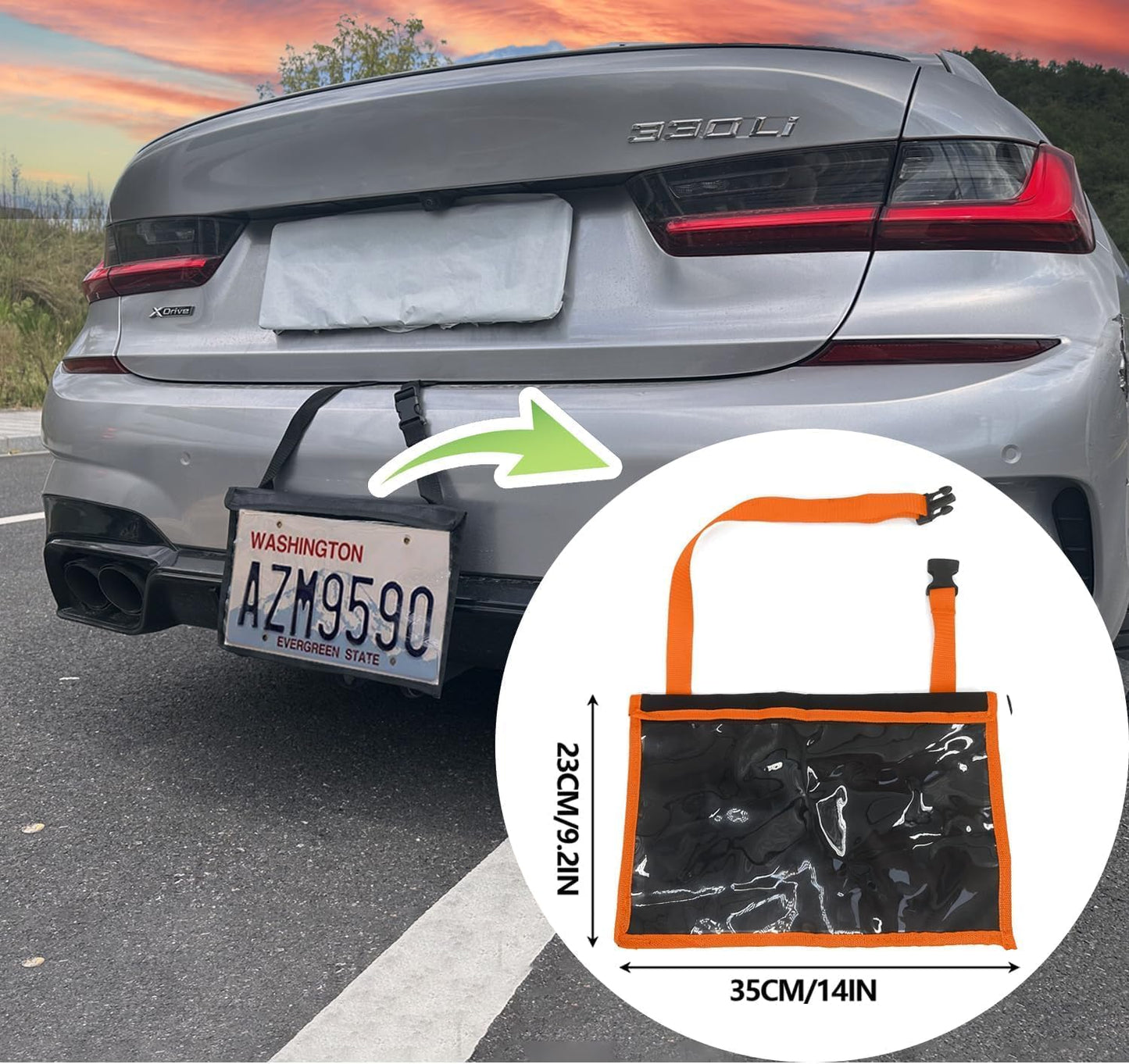 License Plate Holder with Hanging Strap, Test Drive Tag Bag, Dealer Plates License Frame Cover, for Car SUV Truck (Orange, 1)
