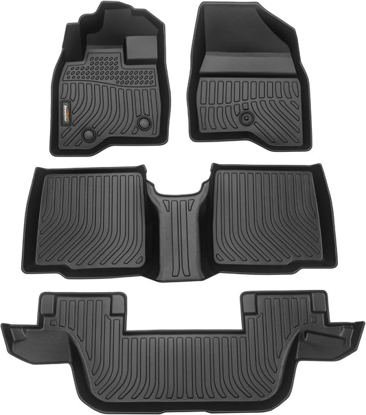Binmotor-All Weather Floor Mats Custom Set for Ford Explorer 7 Seat 2015-2019, Heavy Duty TPE Car Floor Liners Explorer Accessories