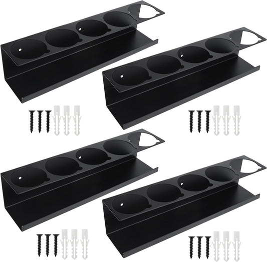 RealPlus Aerosol Spray Can Holder Rack Organizer, 5 Can Spray Bottle Holder Heavy-Duty Steel Wall Mounted for Garage and Workspace, Pack of 4