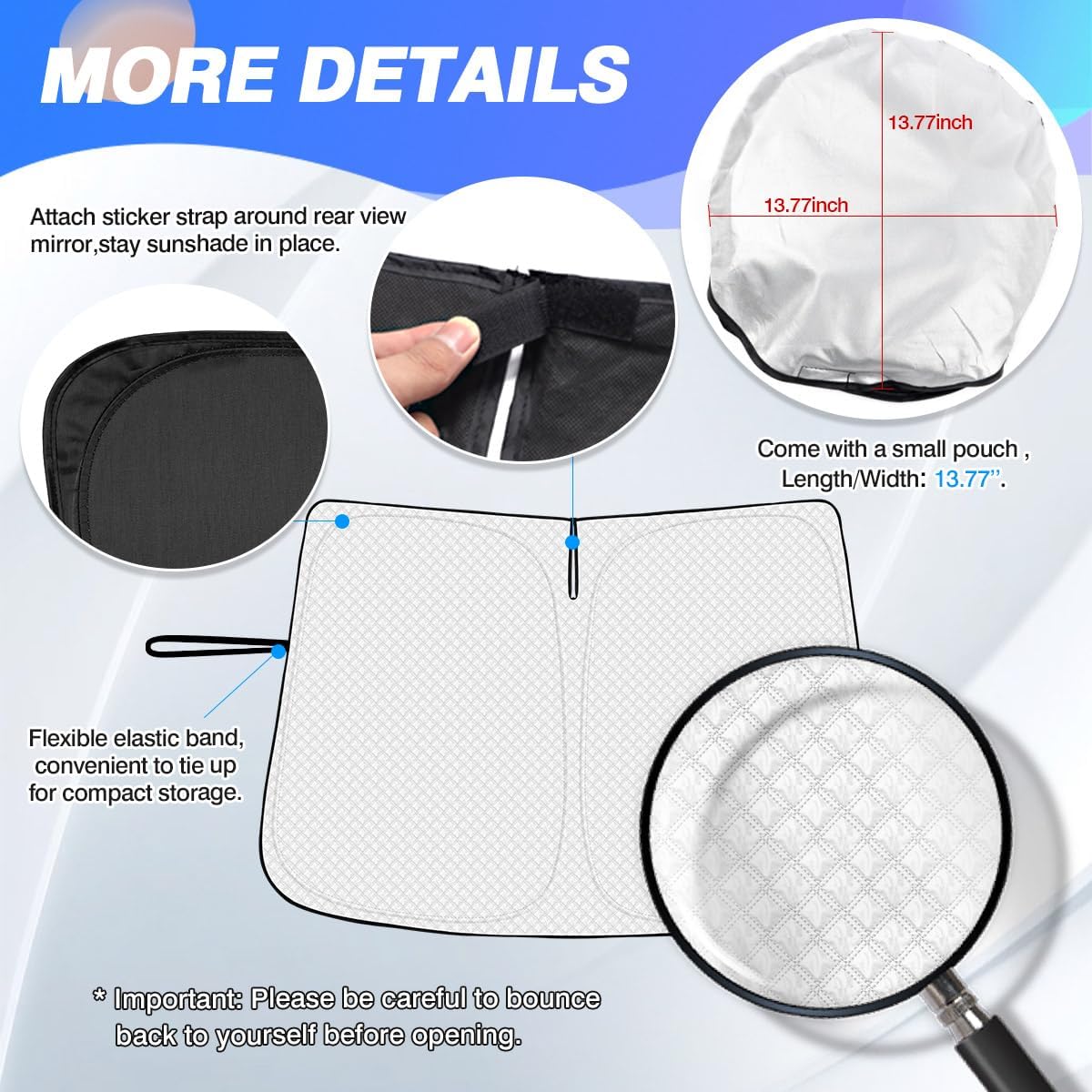 Windshield Sun Shade for 2025-2026 Toyota 4Runner Accessories Thicken 6-Layer Front Window Sunshade Cover Sun Visor Protector Foldable Block UV Rays Keep Vehicle Cool