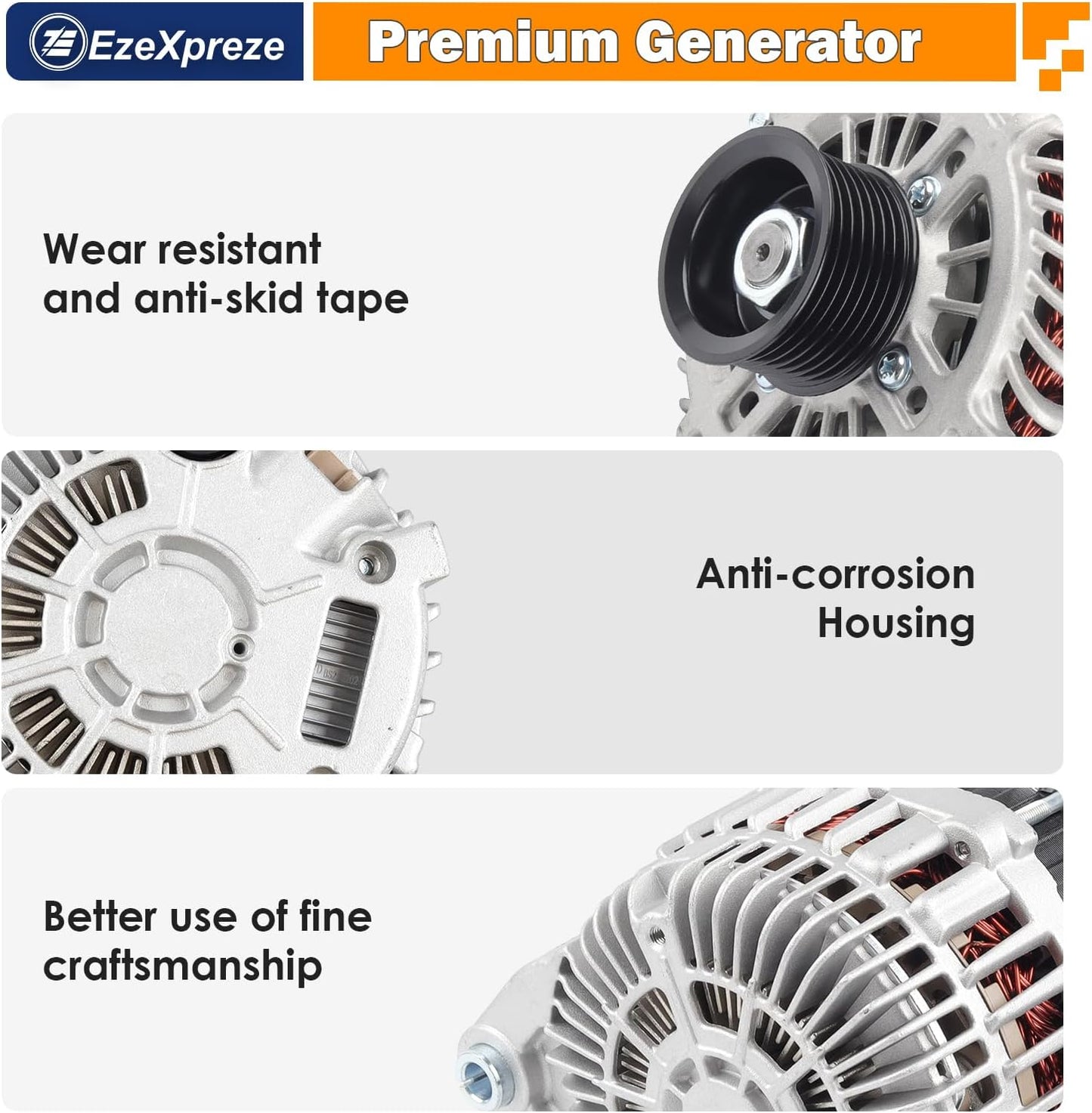 Ezexpreze Alternator fit 2007 2008 2009 2010 Nissan Altima, 2009 2010 for Nissan Maxima, 2009-2014 for Nissan Murano, 2011-2017 Nissan Quest OE Replacement 11341 11557