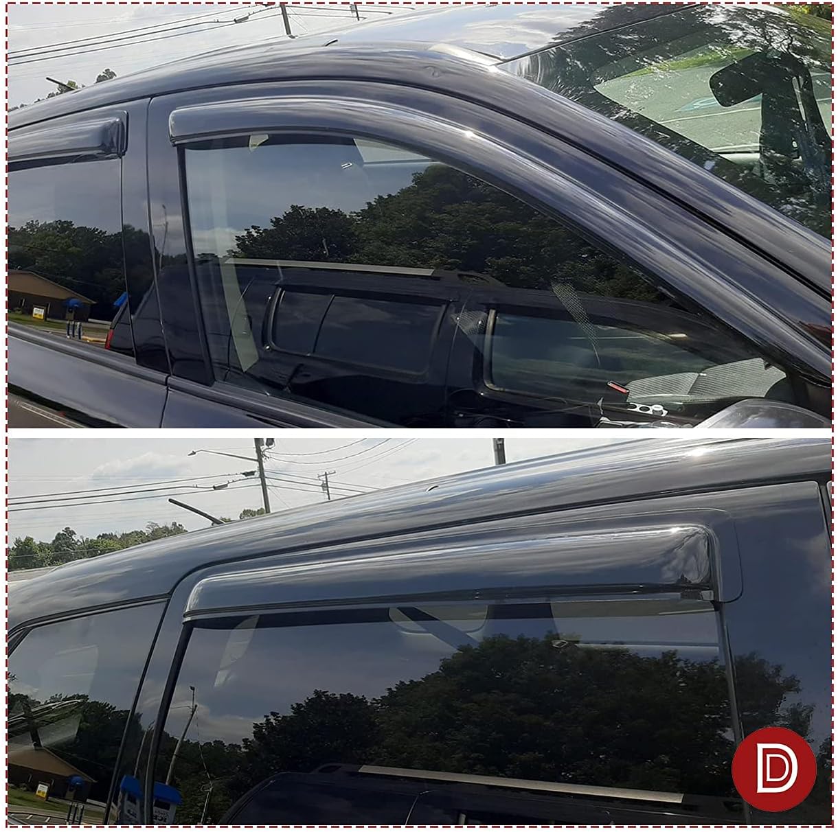 Original Side Rain Guards, 4pcs Out-Channel Tape-On Nice Wind Deflector Set, Window Visors fit for 2011-2020 Mitsubishi Outlander (Not Fit Outlander Sport Models) 94642