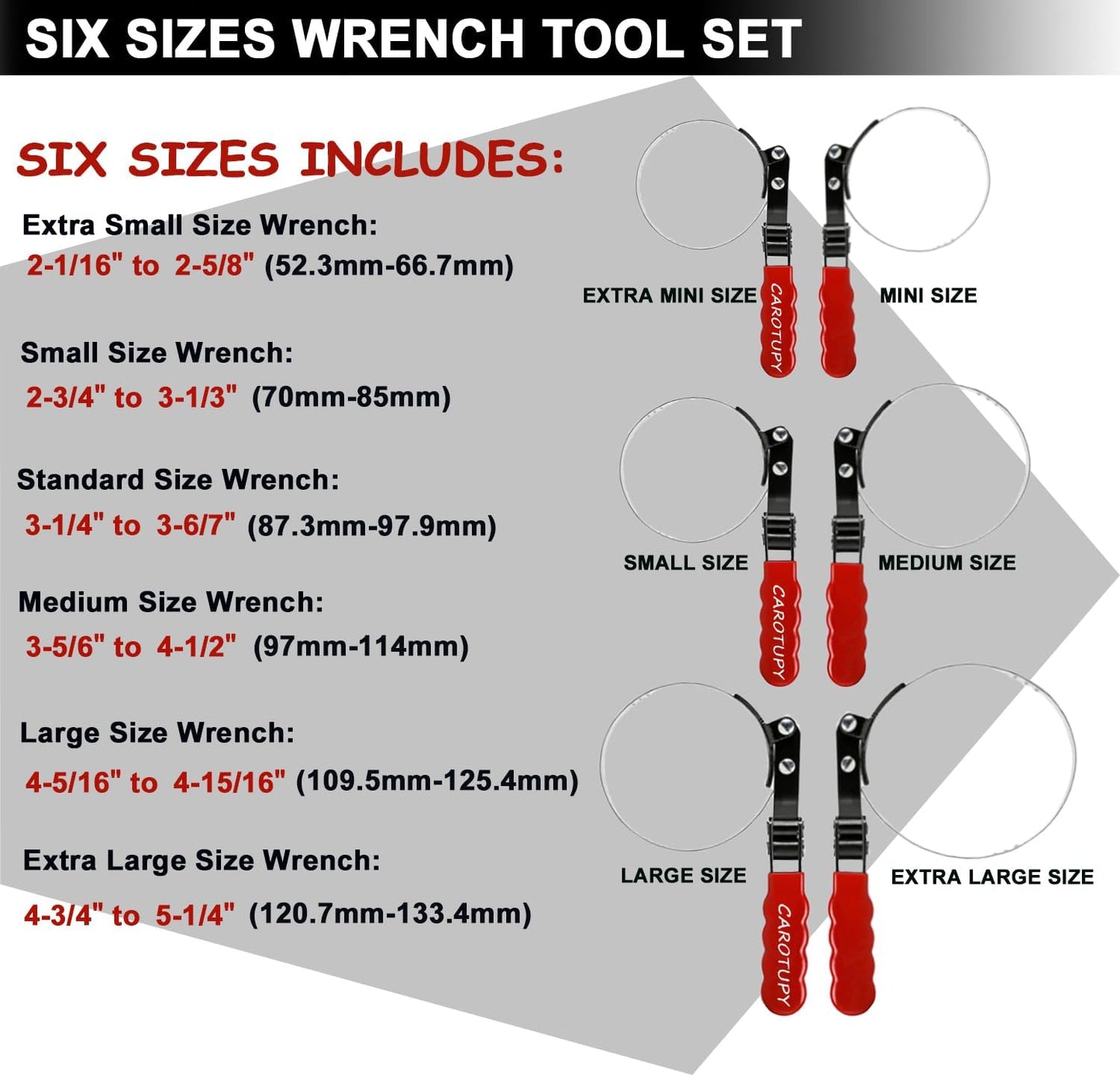 8pcs Oil Filter Wrench Set, 12" Adjustable Oil Filter Pliers with Flexible Oil Funnel, Oil filter Removal Tool Adjustable from 1-1/4"-5-2/5"