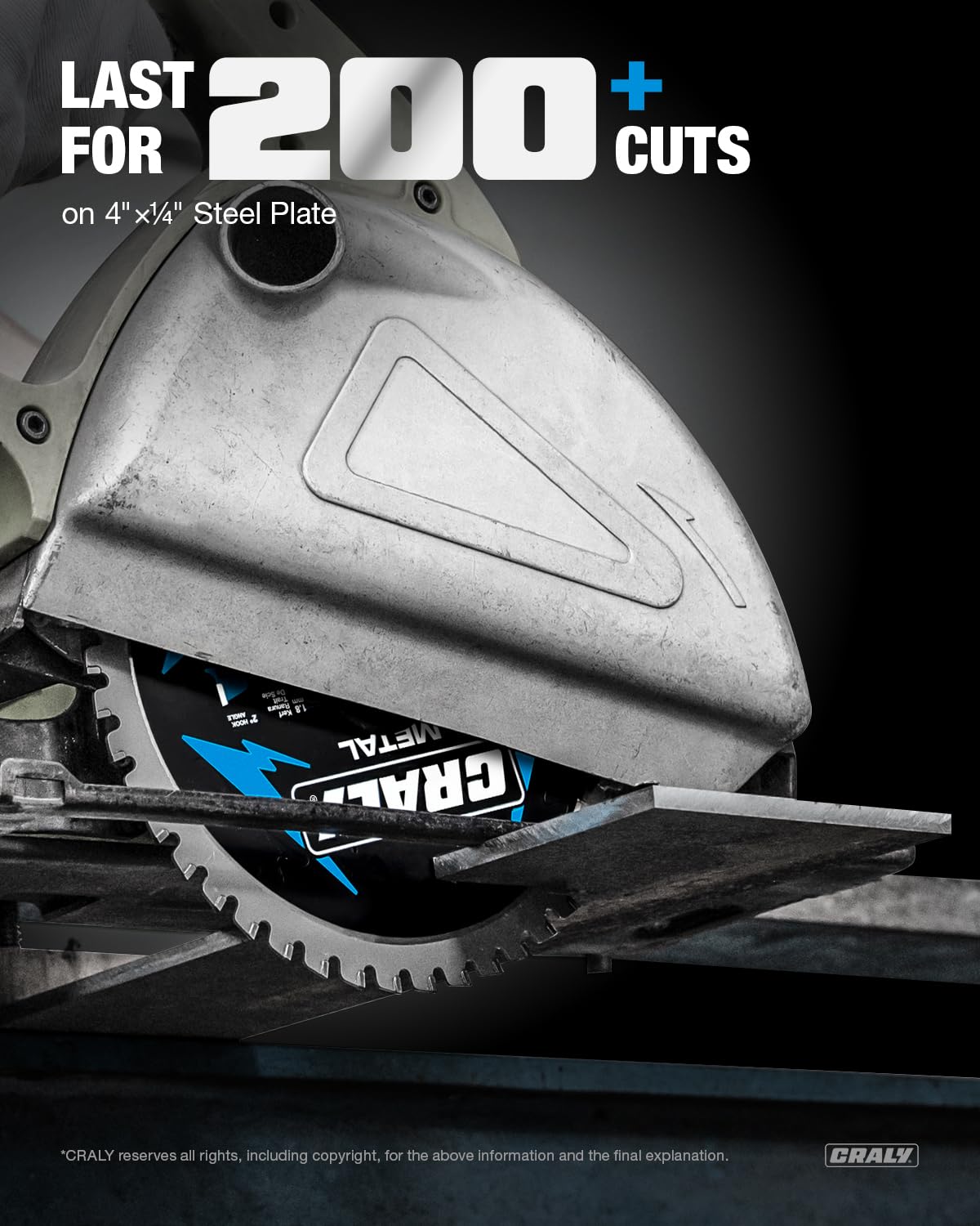 CRALY 7-1/4 Inch 48 Teeth Steel and Ferrous Metal Cutting Circular Saw Blade, 5/8 Inch Arbor, Thin Kerf, Professional Carbide Tipped Blade for Angle Iron, Threaded Rod, EMT Conduit(C0748MC)