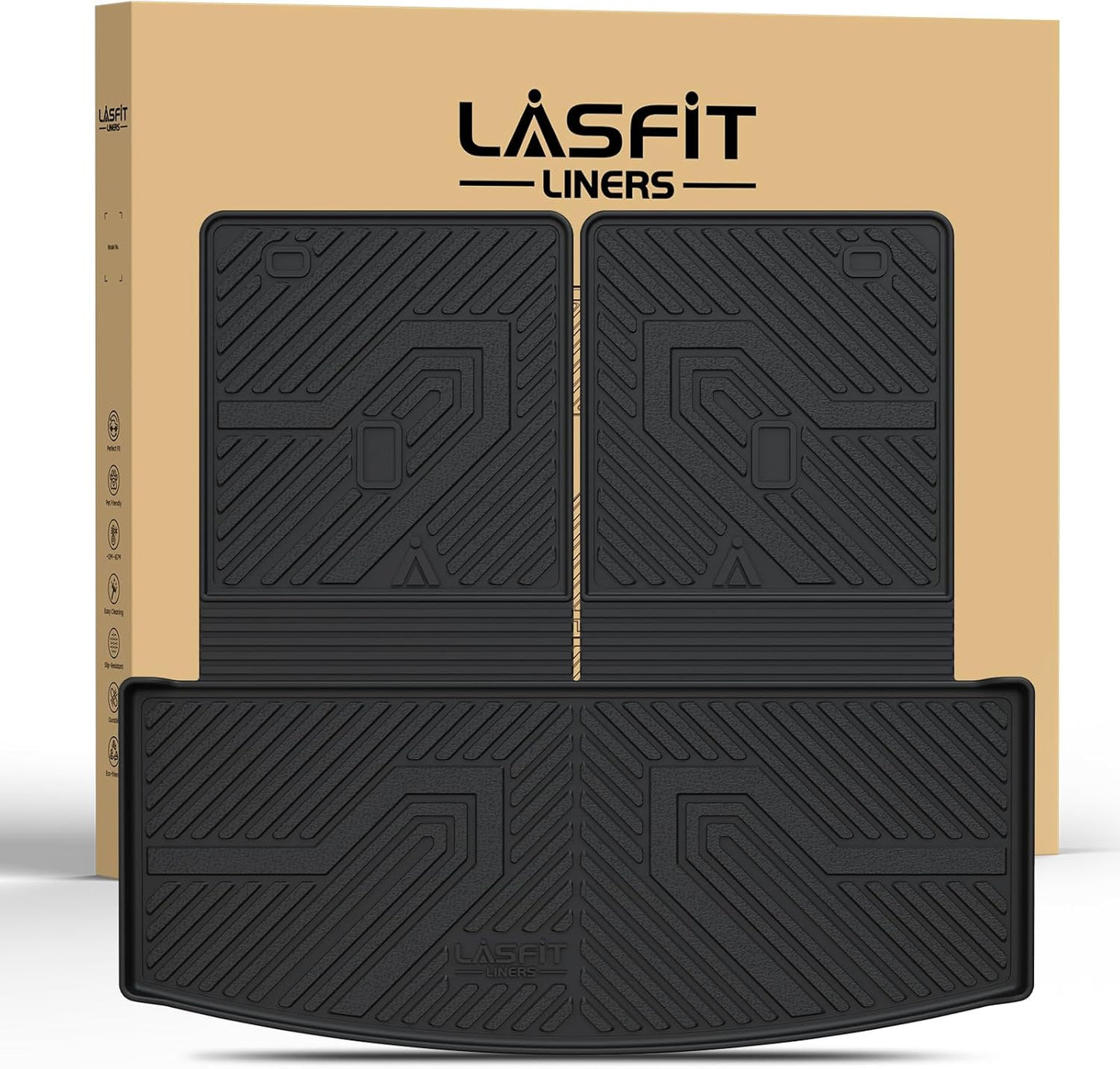 LASFIT Trunk & Backrest Mat for Ford Explorer 2020-2025, Custom Fit All Weather Protector TPE One-Piece Design Easy Installation Trunk with Seatback Mat, 1pc Black