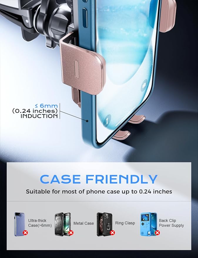 CHGeek Wireless Car Charger, 15W Fast Charging Auto Clamping Car Charger Phone Mount Phone Holder fit for iPhone 15 14 13 12 11 Pro Max Xs, Samsung Galaxy S25 Ultra S24 S23 S22, S21, S20, Pink