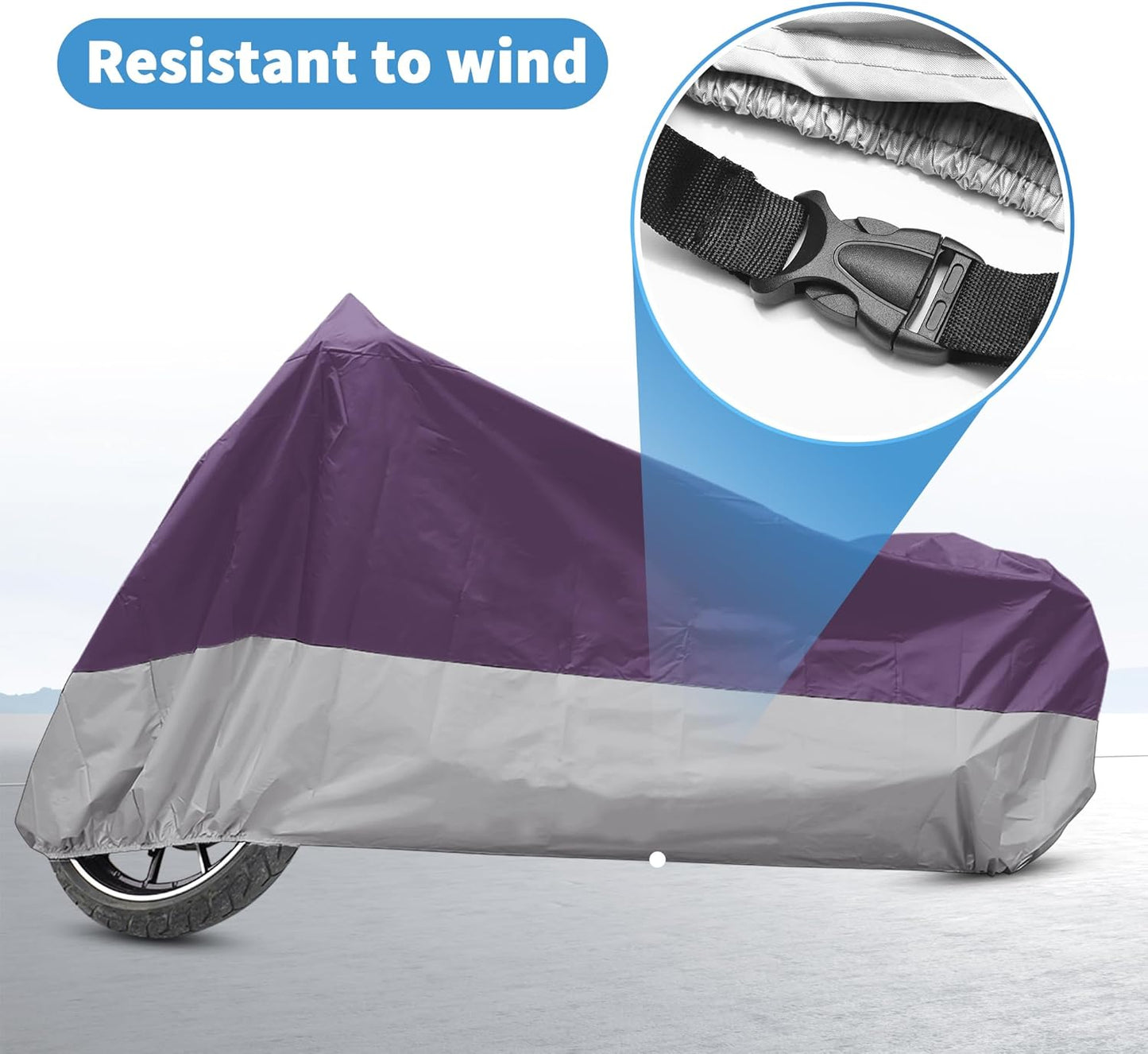 X AUTOHAUX Motorcycle Cover for Harley Davidson for Honda for Suzuki All Season Weather Waterproof Sun Motorbike Cover Fits Up to 78.74'' Motorcycles Vehicle Cover M Purple Silver Tone